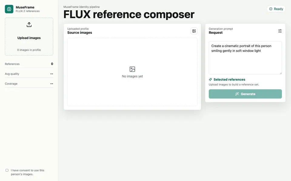 MuseFrame FLUX 人物参考图工作台