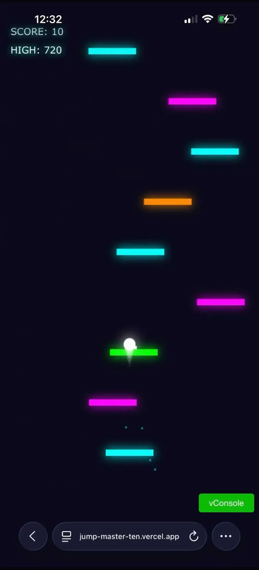 Jump Master 游戏在手机浏览器中运行